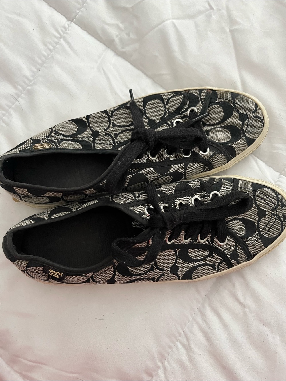 Coach Black and Cream Signature Canvas Low-Top Sneakers